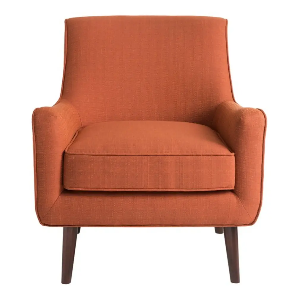 Accent Chair Upholstered Legs - Burnt Apricot Genuine Leather