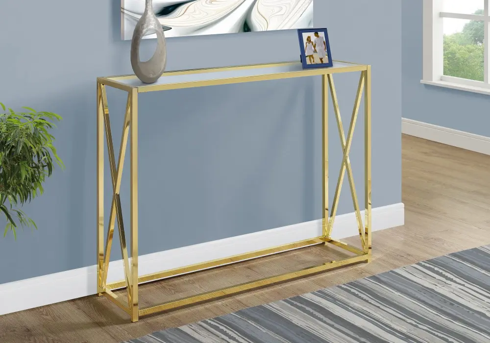 Accent Console Table Entryway, Contemporary & Modern - Golden