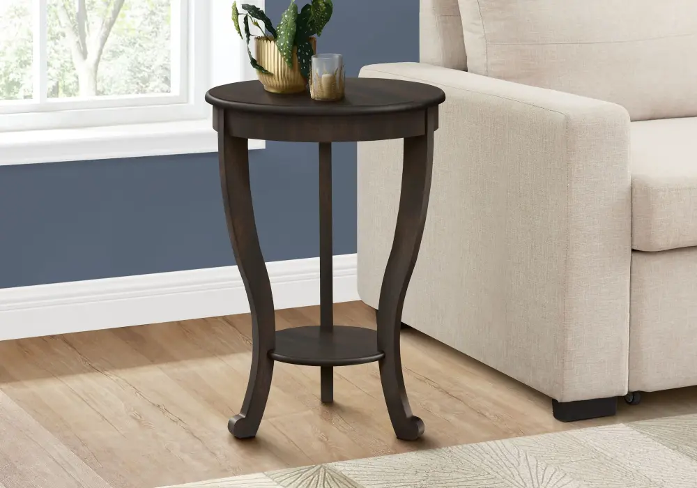 Accent End Table, 2 Tier, Conventional - Walnut