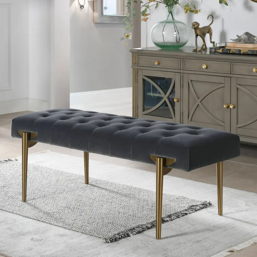 Aria - Upholstered Accent Bench Genuine Leather