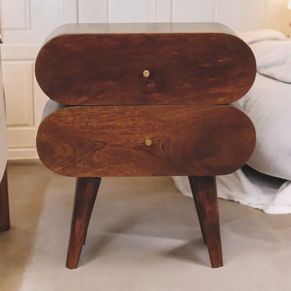 Bubble Nightstand - Espresso | Solid Wood | Removable Cushion