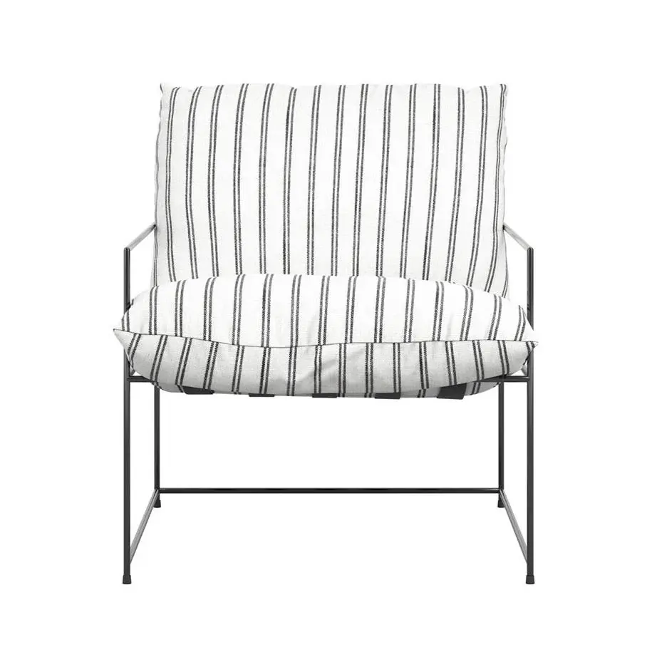 Carved Wood Brooklyn Stripe Chair - Chalk