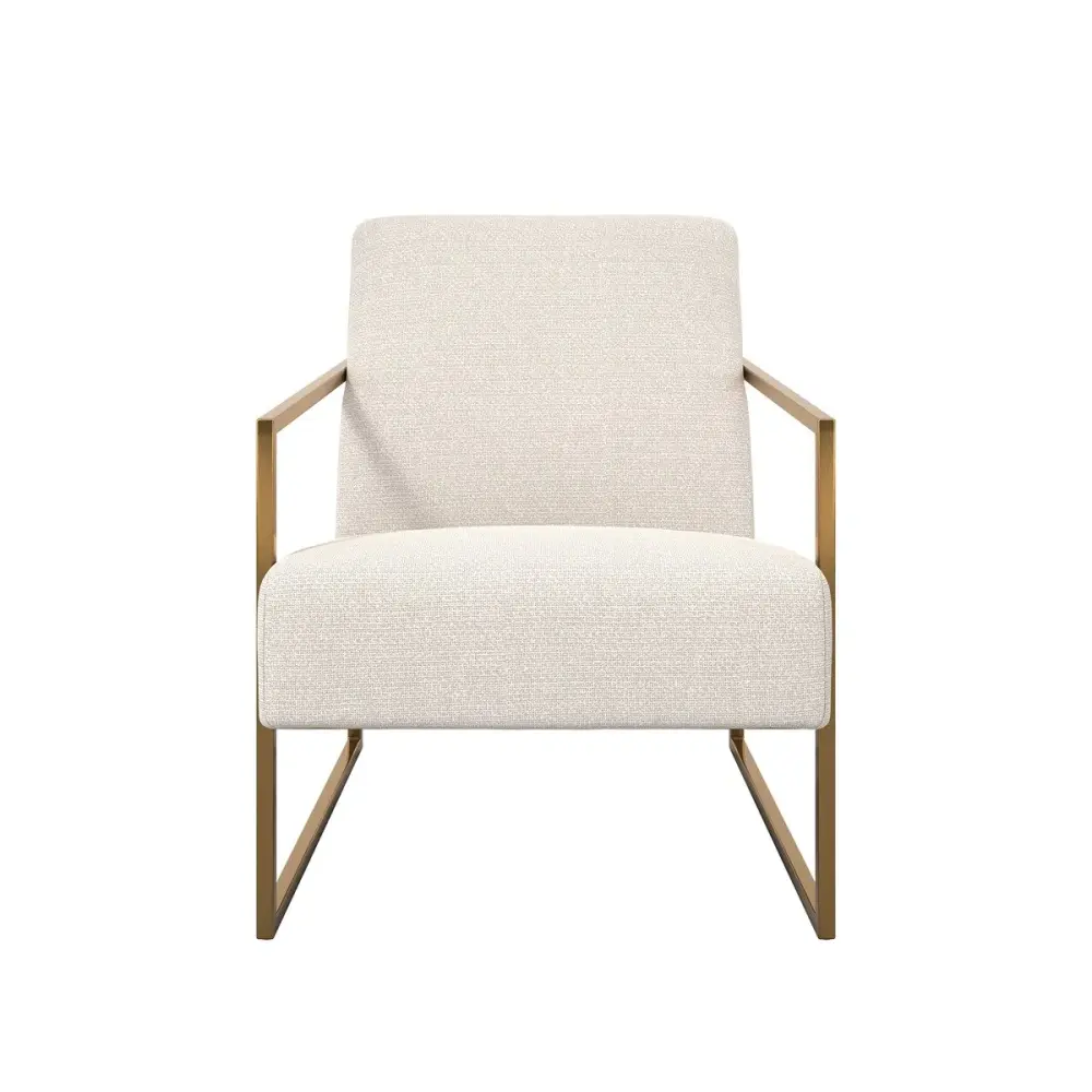 Charlton Accent Chair - Taupe & Gold Storage Shelf