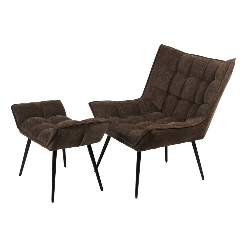 Chrishall Occasional Chair Footstool - Chocolate Velour