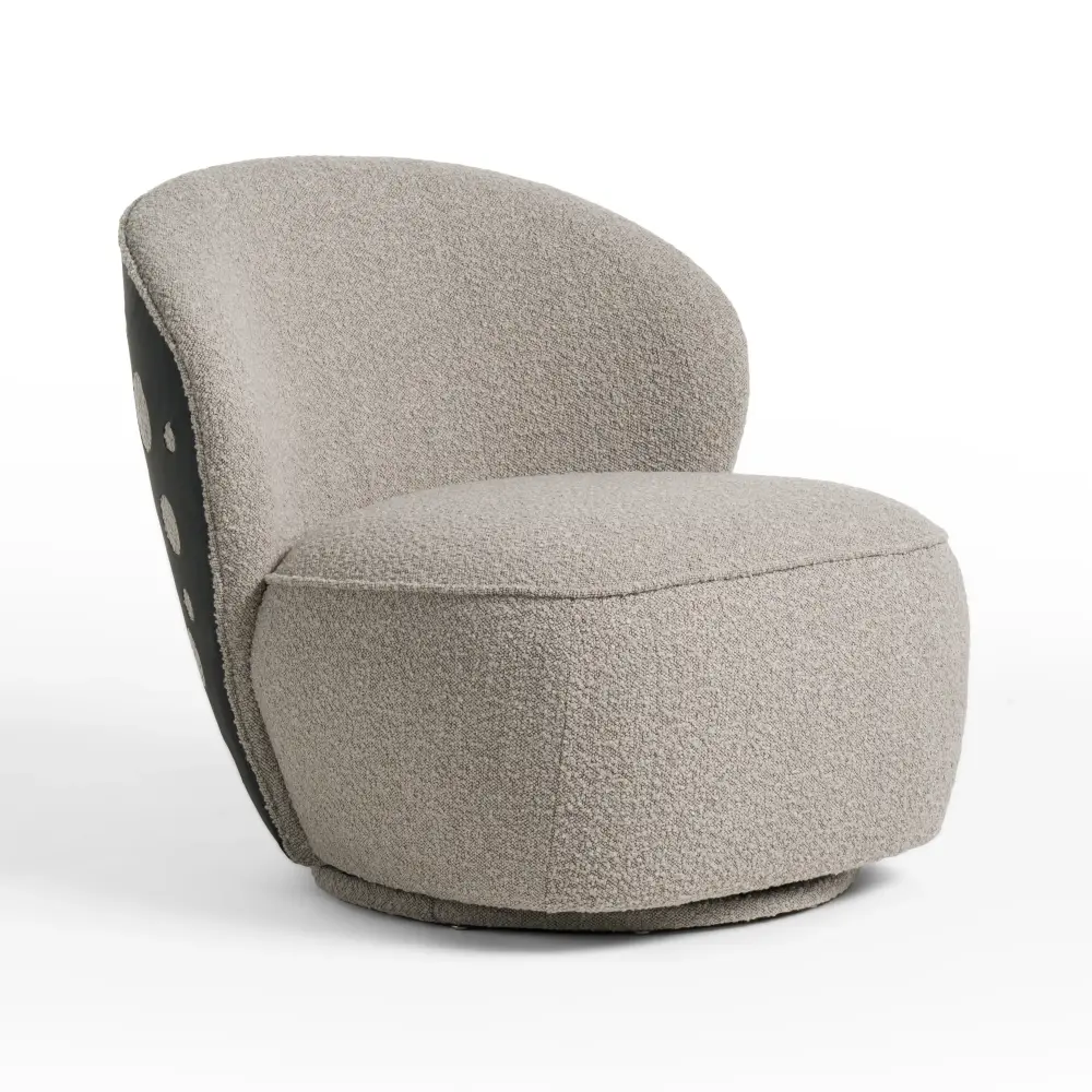 Divani Casa Allis - Glam Grey and Midnight Fabric Swivel Accent Chair