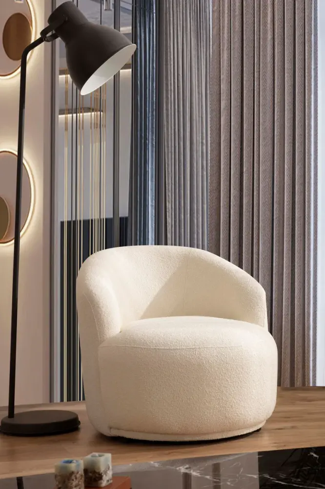 Glass Top Bonita Ivory Boucle Accent Chair [ETA: 4/30]