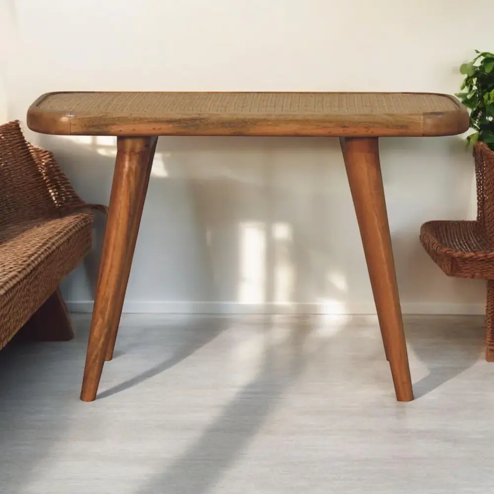 Glass Top Larissa - Rattan Bench - Oak