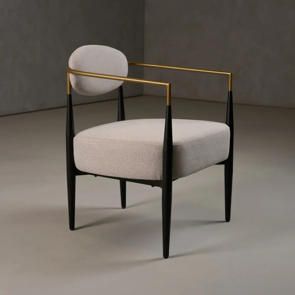 Glass Top Modrest Liberty - Modern Beige Fabric + Black & Aurum Accent Chair
