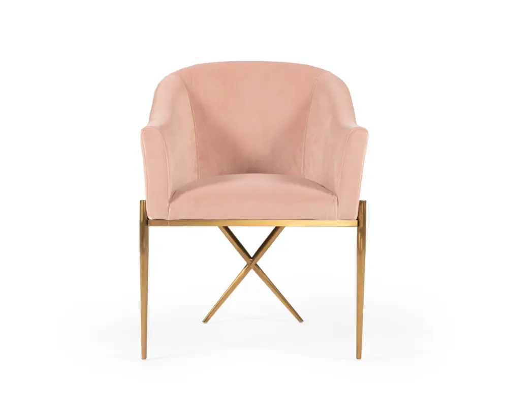 Handcrafted Modrest Mancos - Modern Pink Plush Accent Chair