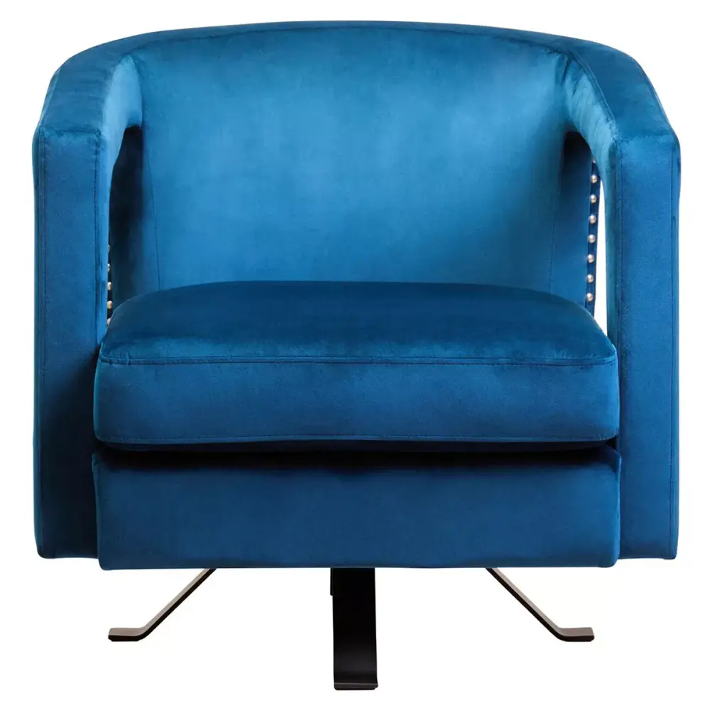 Hestia Velvet Spin Chair - Blue