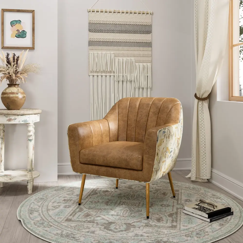 Industrial Metal Rose - Accent Chair - Chestnut