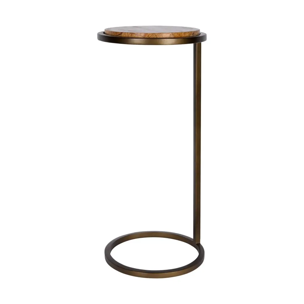 Iota Accent Table - Forest Chestnut & Gold