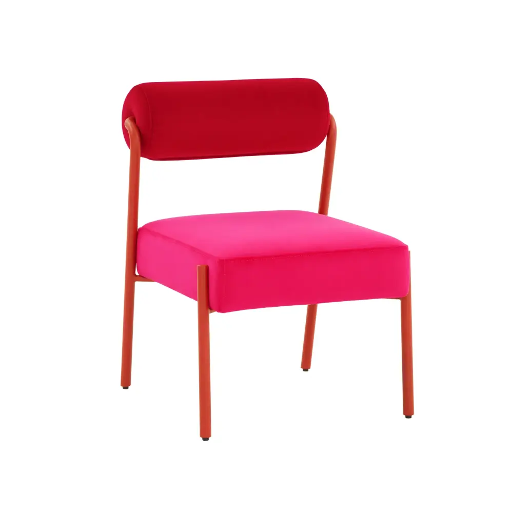 Jolene Hot Fuchsia Velvet Accent Chair Storage Shelf