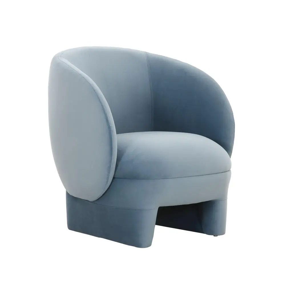 Kiki Blue Stone Plush Accent Chair Compact Size