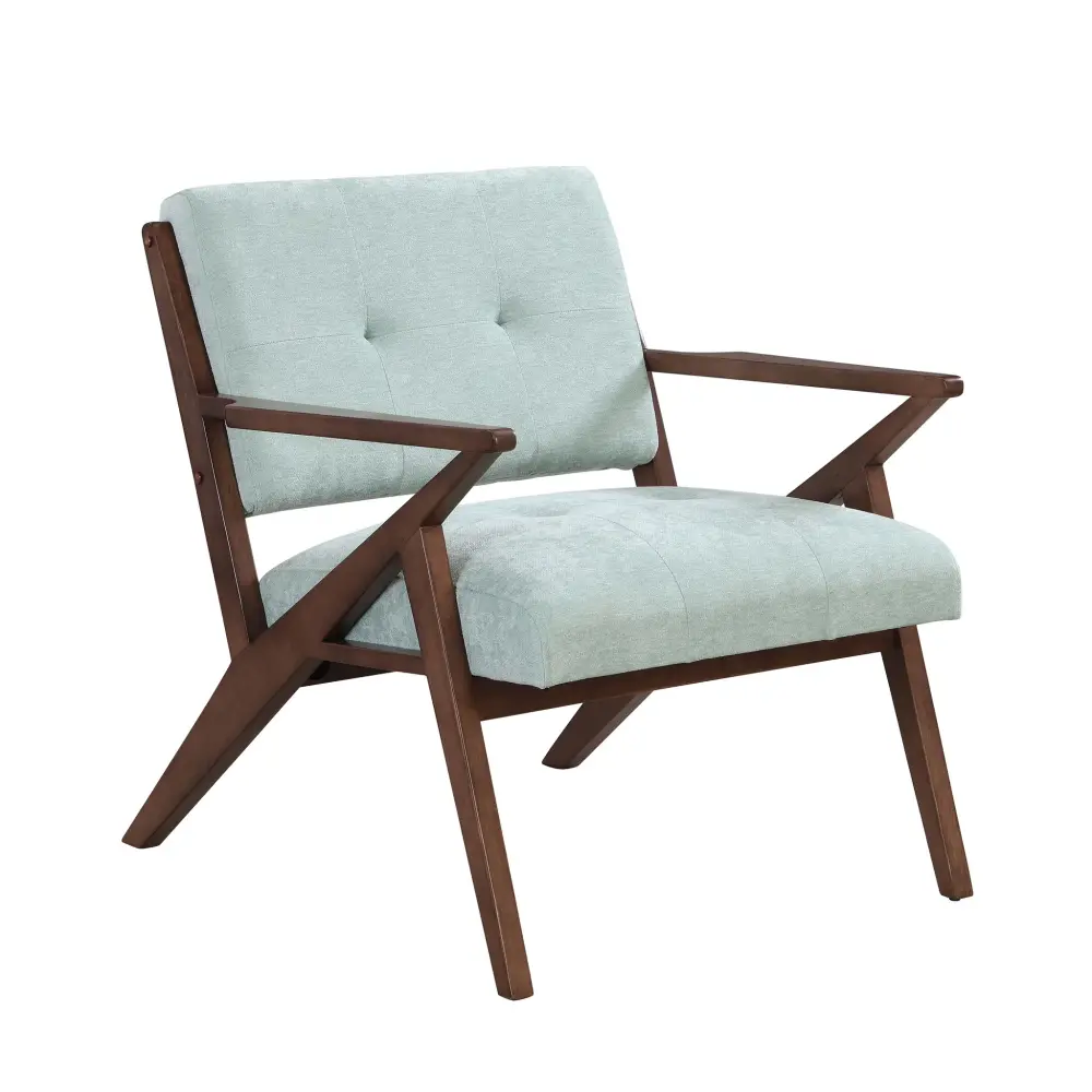 Modern Accent Chair Plush Cushions, Angled Arm Design - Green