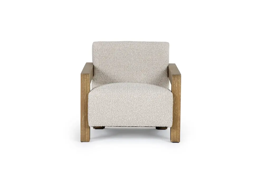 Modrest Dalhart - Up-to-date Beige Fabric + Grey Wash Wood Accent Chair