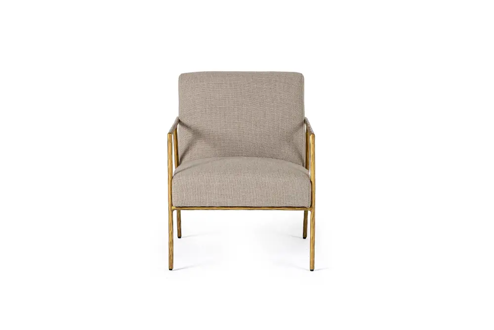 Modrest Gibbons - Modern Buff Linen + Forged Gold Accent Chair