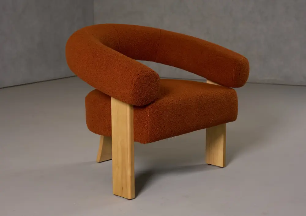 Modrest Nocona - Sleek Rust Fabric + Wood Accent Chair