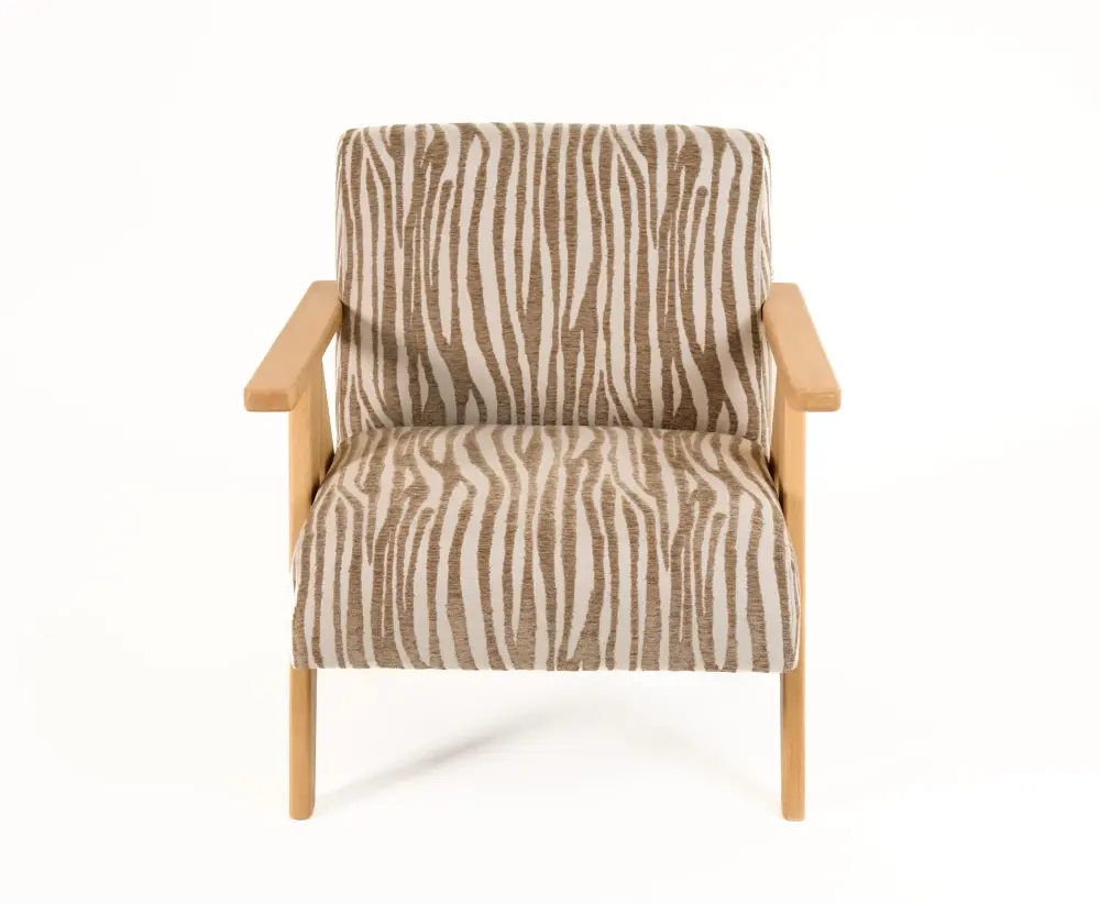 Modrest Oakhurst - Up-to-date Beige Pattern + Wood Accent Chair