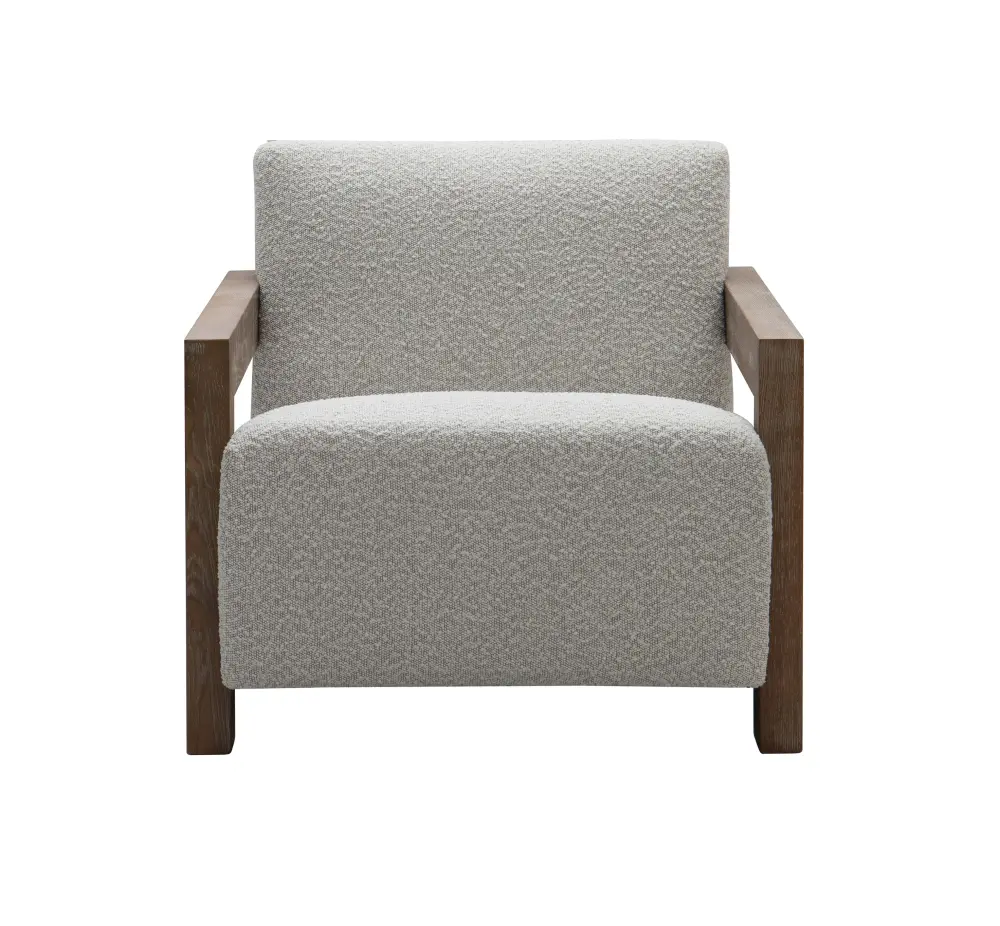 Modrest Rosen - Modern Ecru Fabric + Grey Oak Accent Chair | Rustic Finish