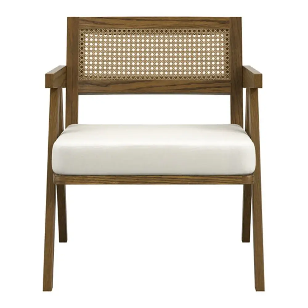 Phoenix Accent Chair - Smoked Wood & Ecru Easy Assembly