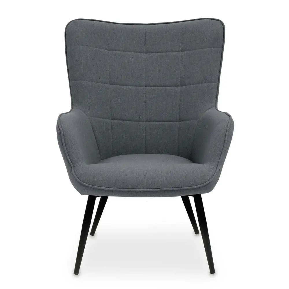 Scarlett Accent Chair - Grey Fabric & Jet-black Legs UL Certified Wood Finish