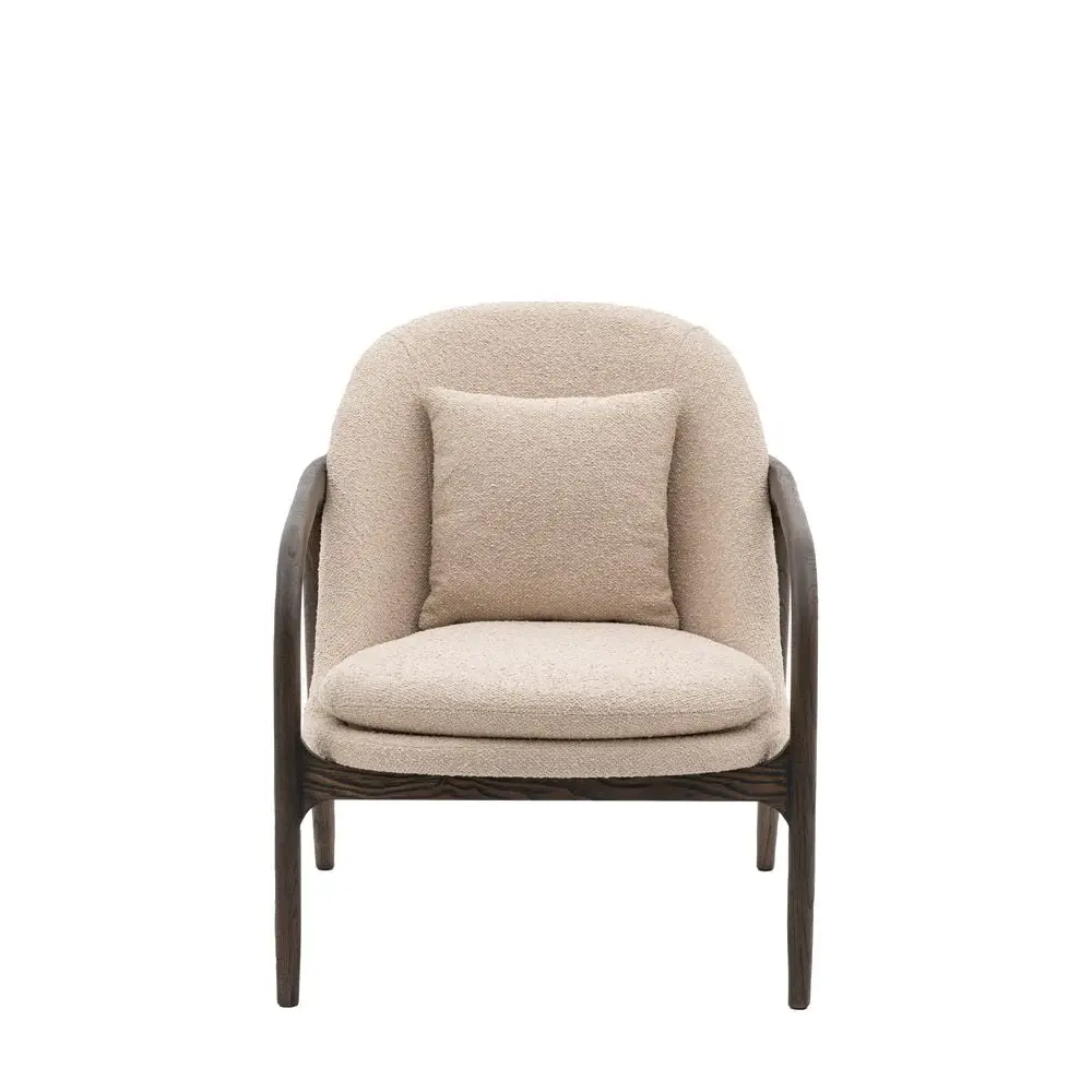 Solid Wood Alesso Armchair - Taupe