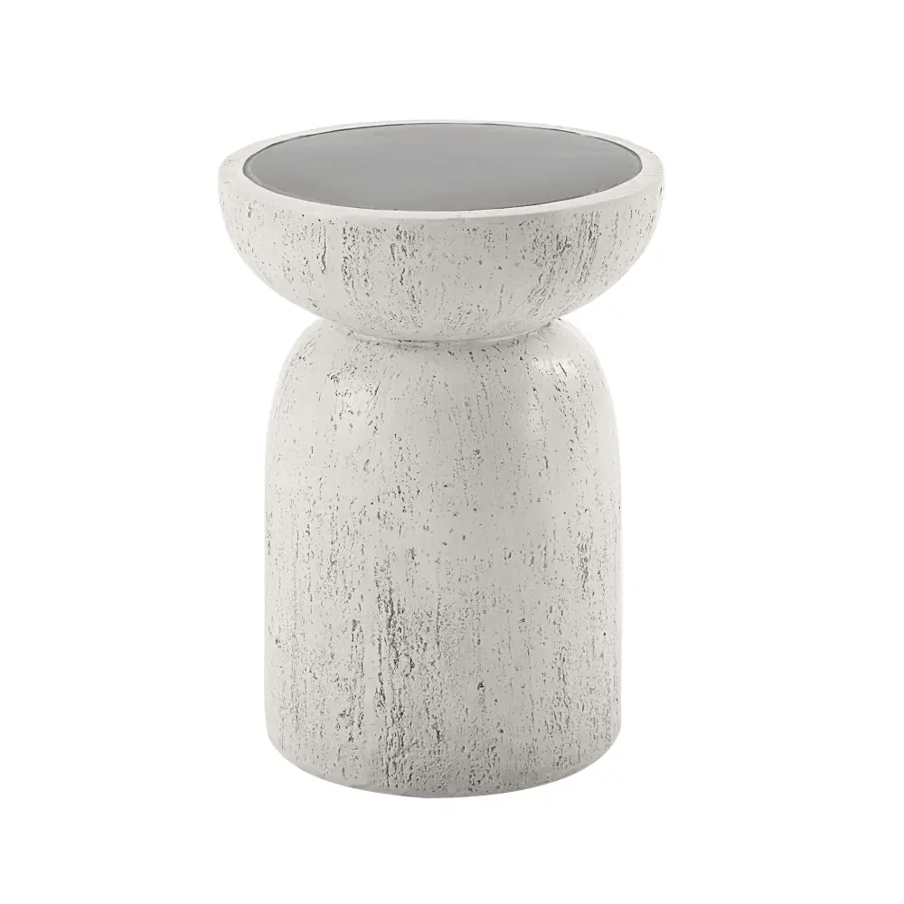 Space-Saving Corner Dylana - Natural Fiber Concrete Accent Table - Ash