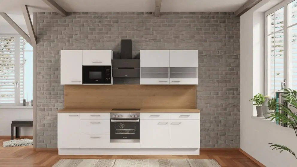 nobilia kitchen Aschaffenburg 285 cm snow matte kitchen affordable oak Provence e-appliances