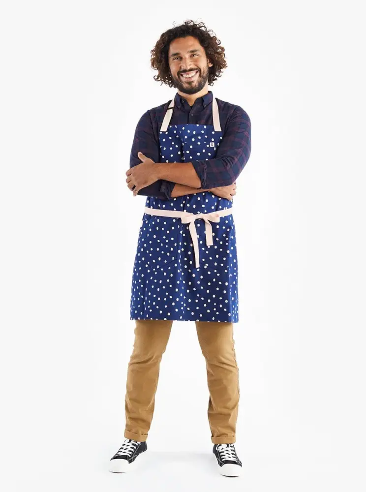Essential Apron - Navy Dots