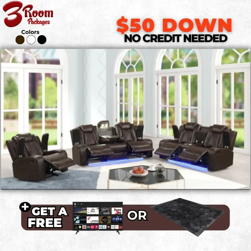 Luz 3PC Reclining Place – FREE TV or Area Rug!
