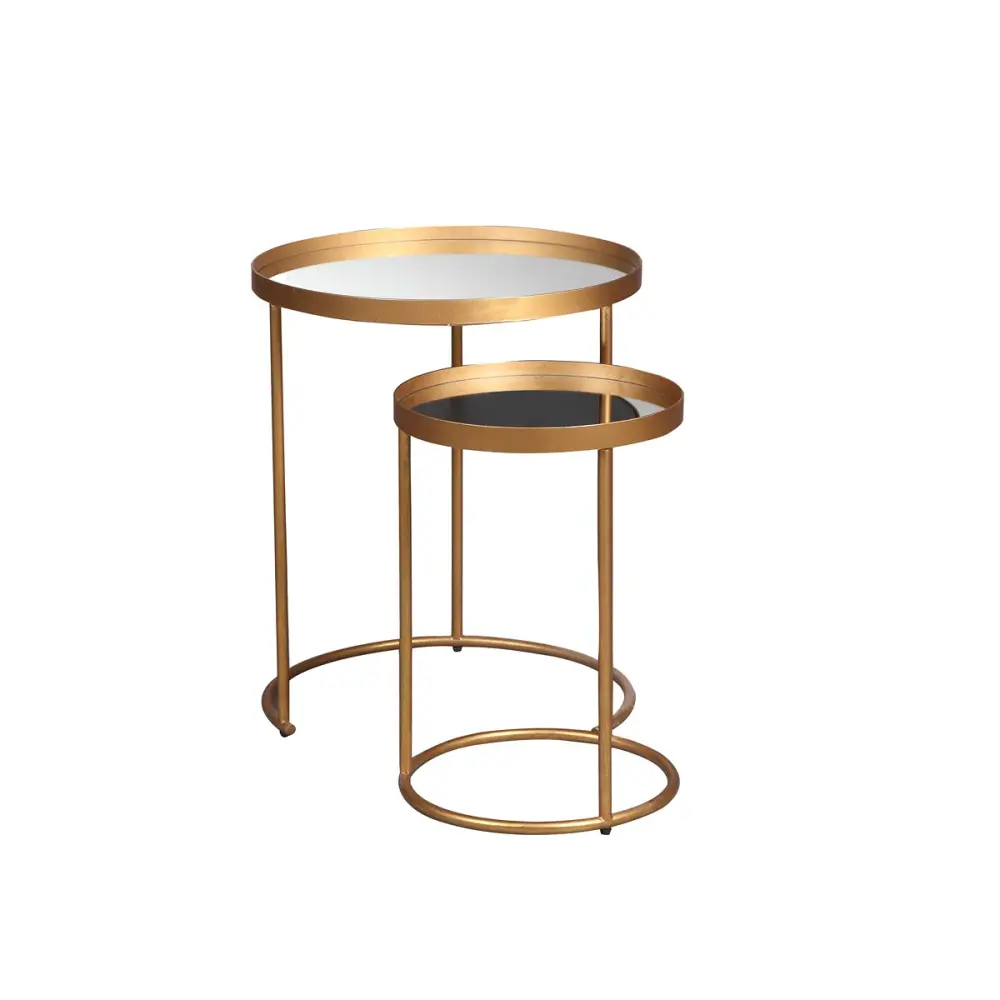 Song Set 2 Round Side Tables - Antique Golden