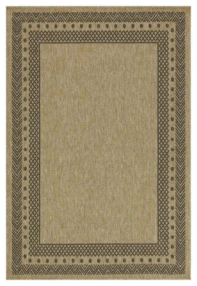 Earth - 5'3" X 7'3" Polypropylene Indoor, Outdoor Area Rug - Jute / Jet-black