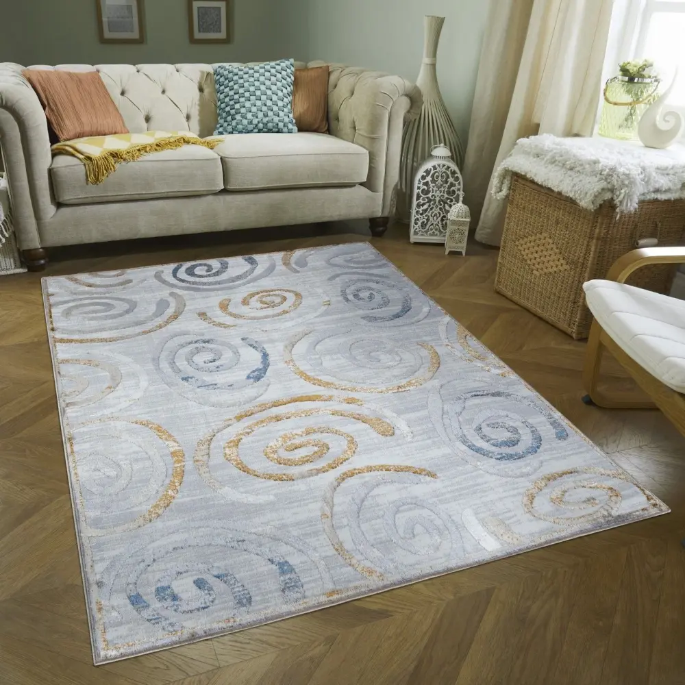 Nova - 5'3" X 7' Area Rug - Chalk Non-Skid Backing