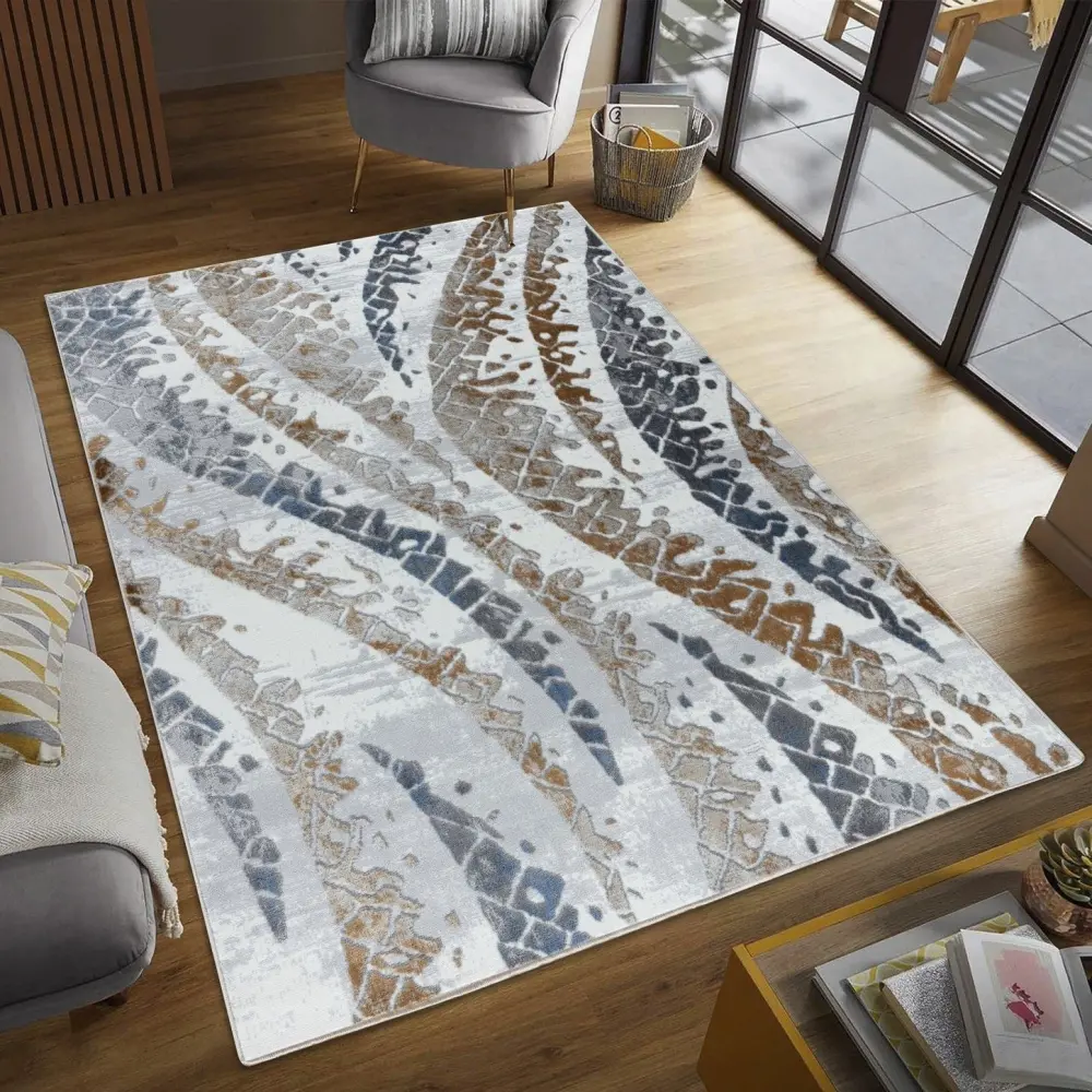 Nova - 5'3" X 7' Polypropylene Area Rug - Multi / Snow