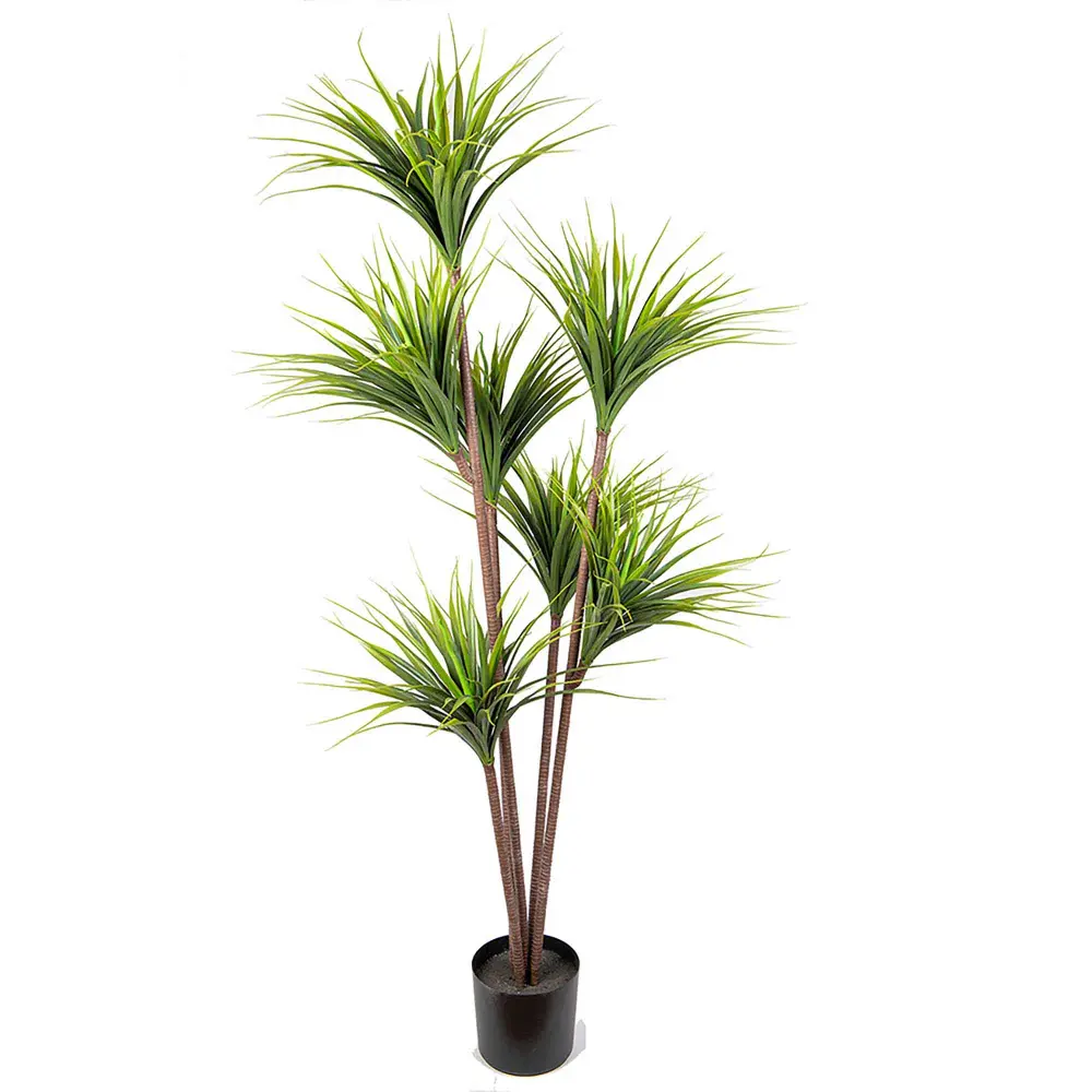 Artificial Dracaena Plant Charcoal Pot, 70"