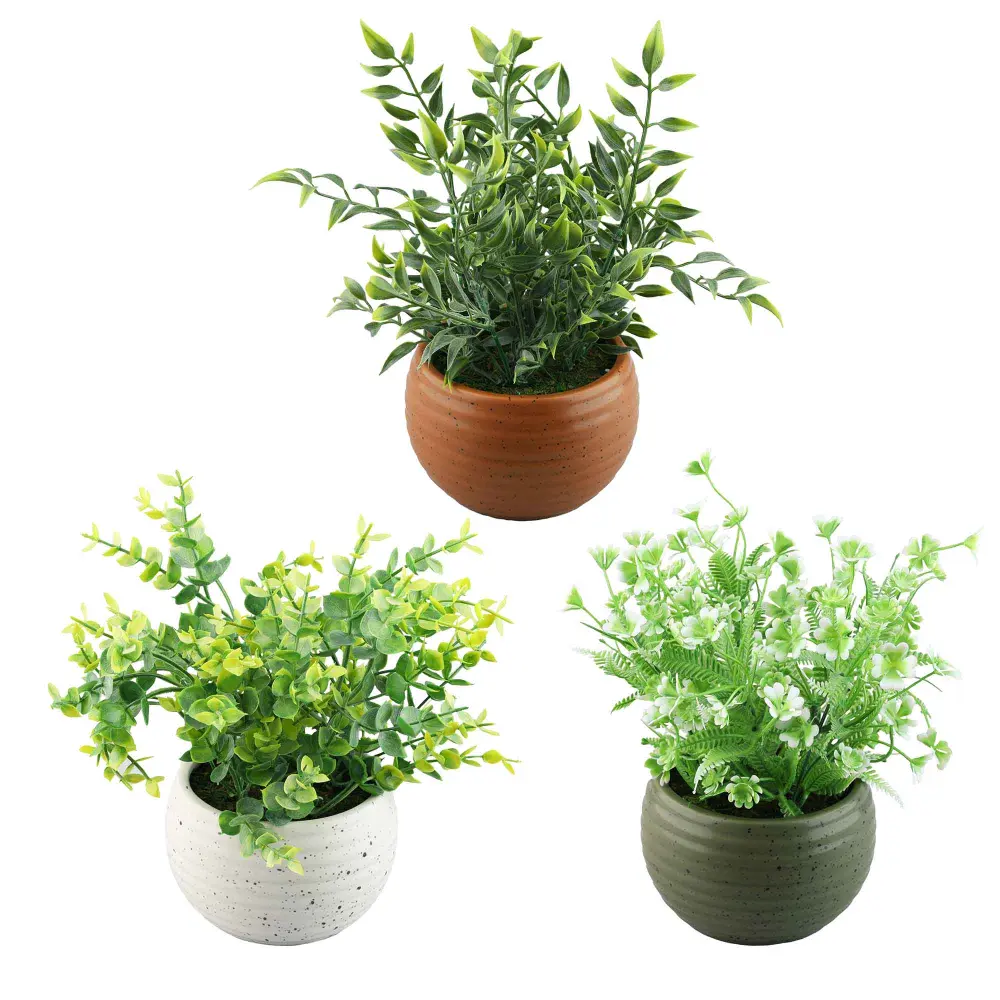 Artificial Forest Plant Ceramic Pot, 9.45'' (Choice between 3 Models)