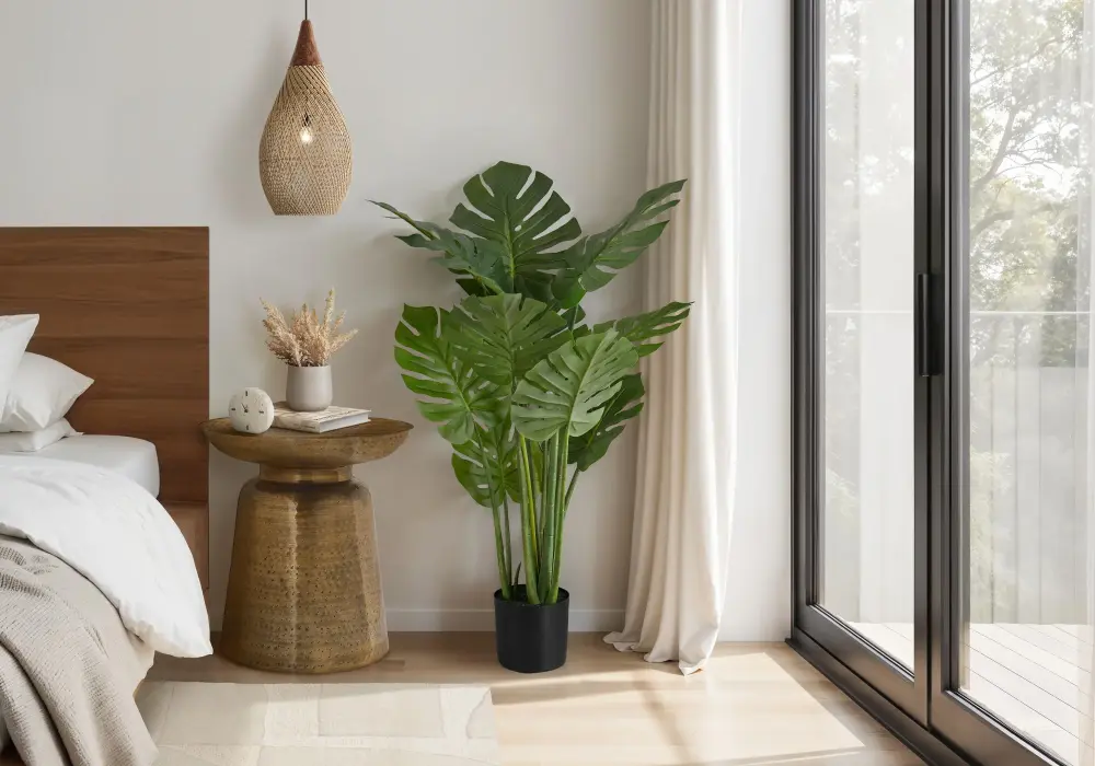 45" Extended, Artificial Plant, Monstera Tree, Indoor, Faux, Fake, Floor, Greenery, Potted, Real Touch, Decorative - Green...