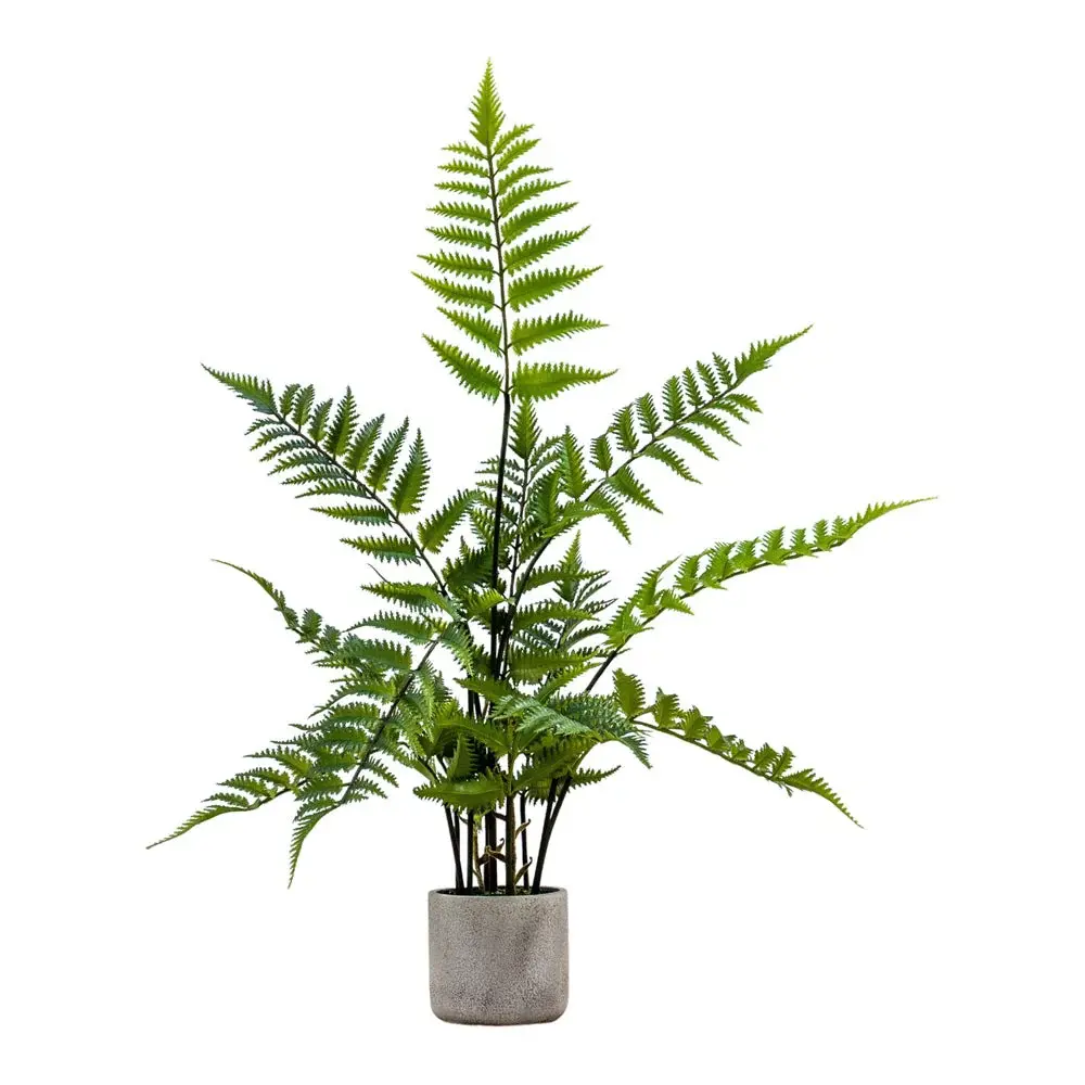 Kambiz Potted Fern Cement Faux Plant Cream And Mint Bendable Stems