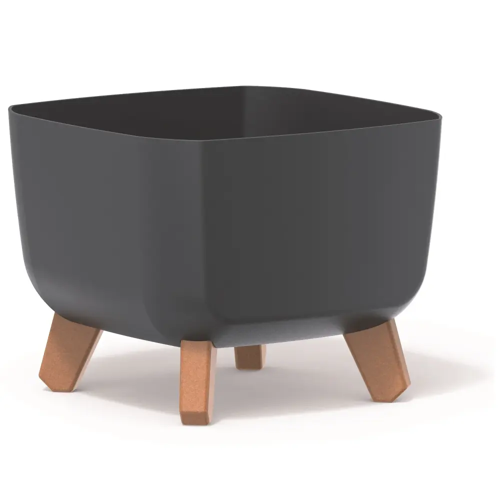 Prosperplast Gracia Square Flower Pot Planter Removable Legs Liner Indoor Outdoor Plastic UV-Resistant 24x24 cm Anthracite...