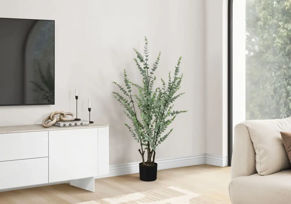 44" Tall, Artificial Plant, Eucalyptus Tree, Indoor, Faux, Fake, Floor, Greenery, Potted, Real Touch, Decorative - Green /...