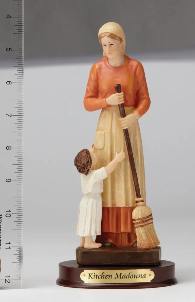 Abstract Geometric 8" Kitchen Madonna Statue - Hand Painted