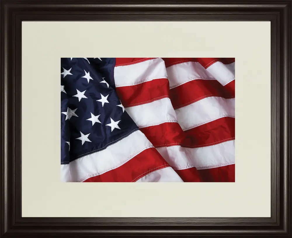 American Flag Kikk Duplicate Matted - Framed Print Wall Art - Red