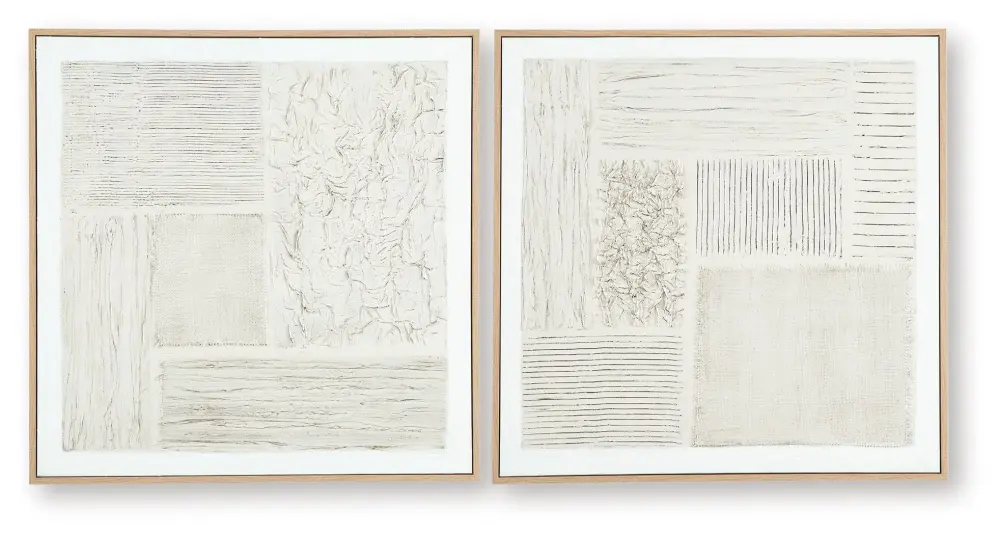 Andorfield - Wall Art Set (Set 2) - Buff / Black / White Hanging Hardware