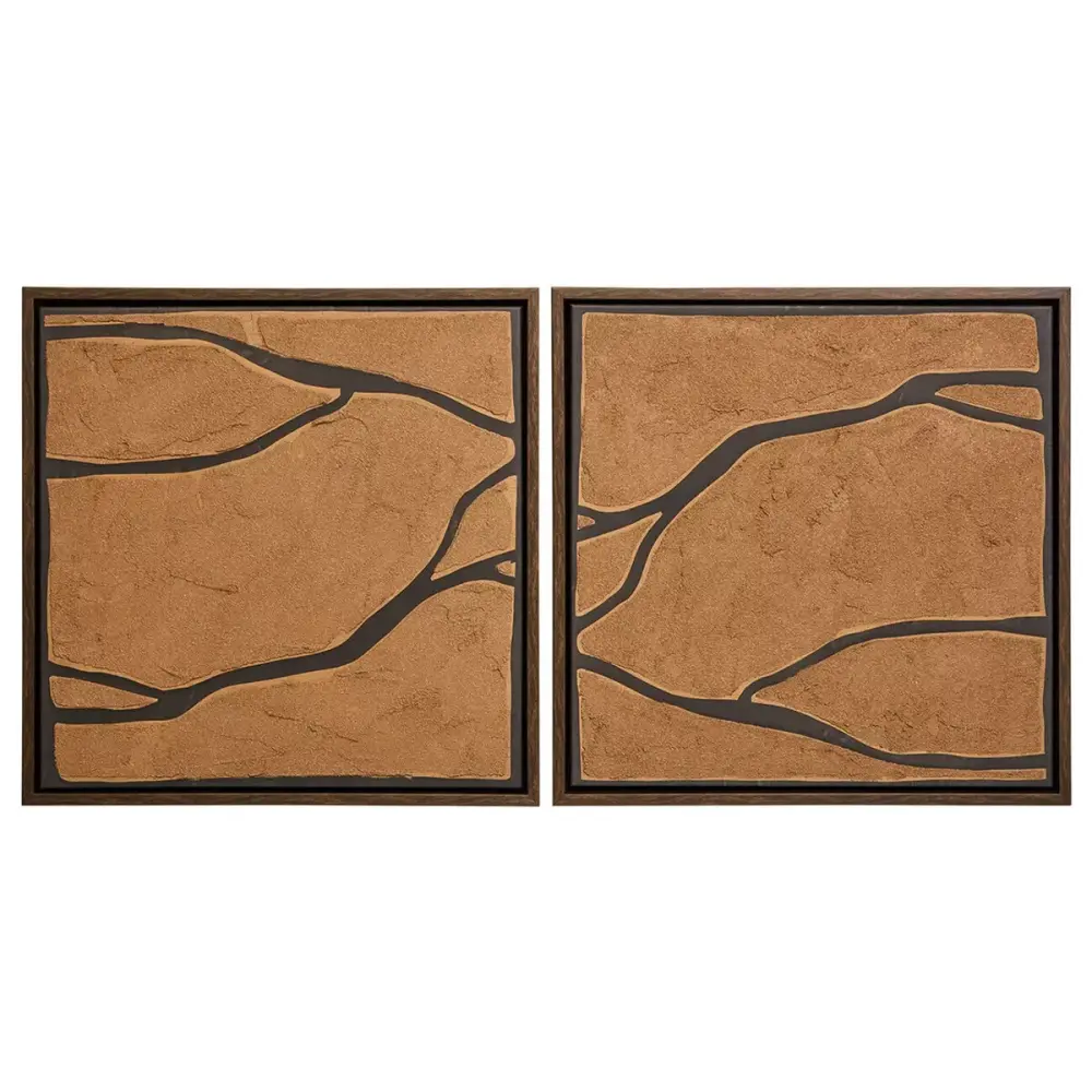 Astratto Set 2 Brown & Jet-black Textured Wall Art