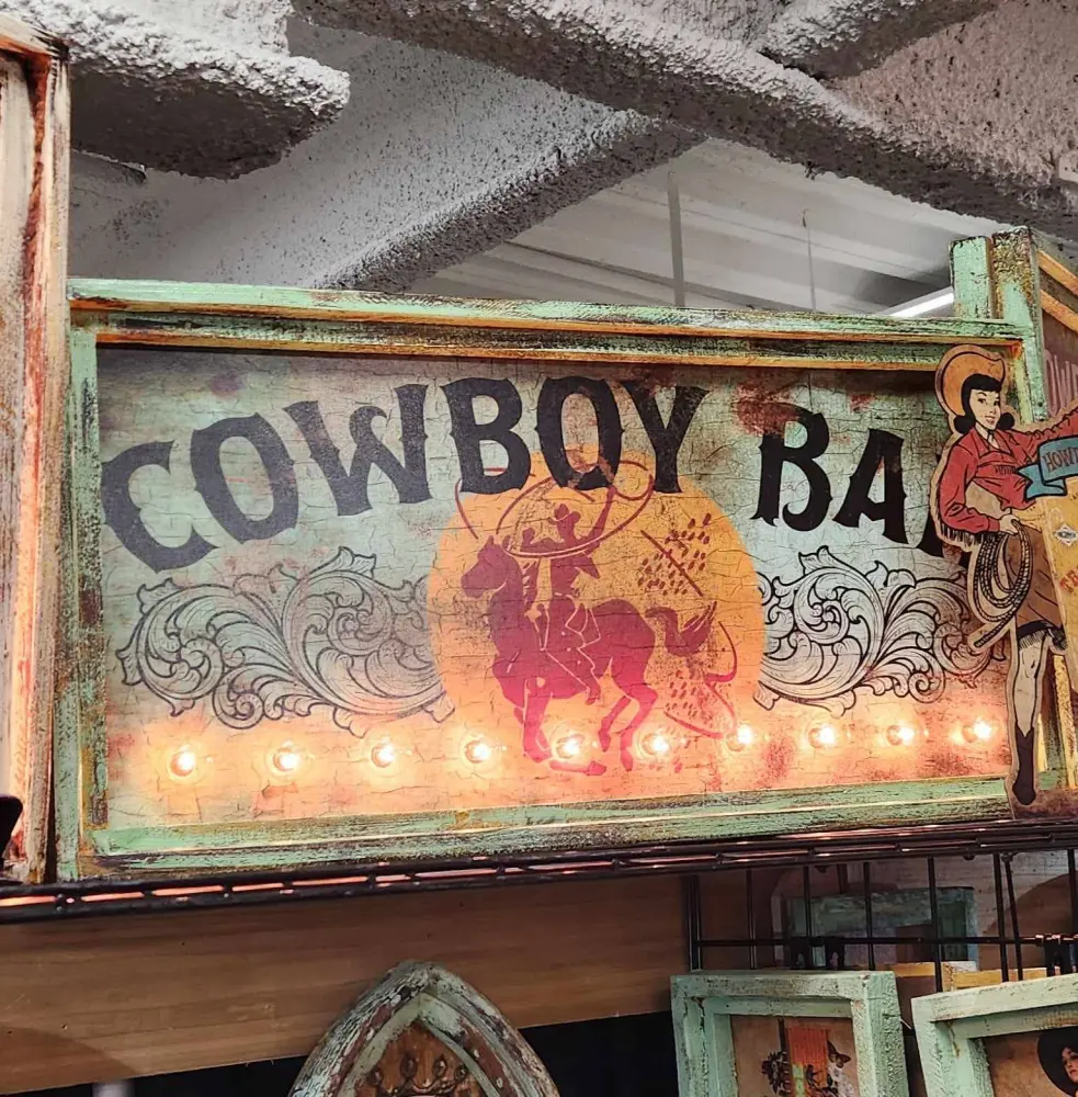 Cowboy Bar Lighted Artwork - 18"x36"