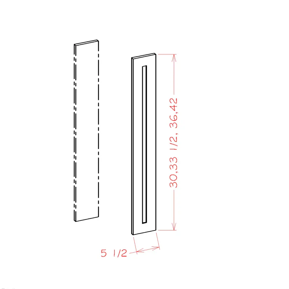 Edgeline White Filler Overlay - 5-1/2"W x 41"H x 3/4"D