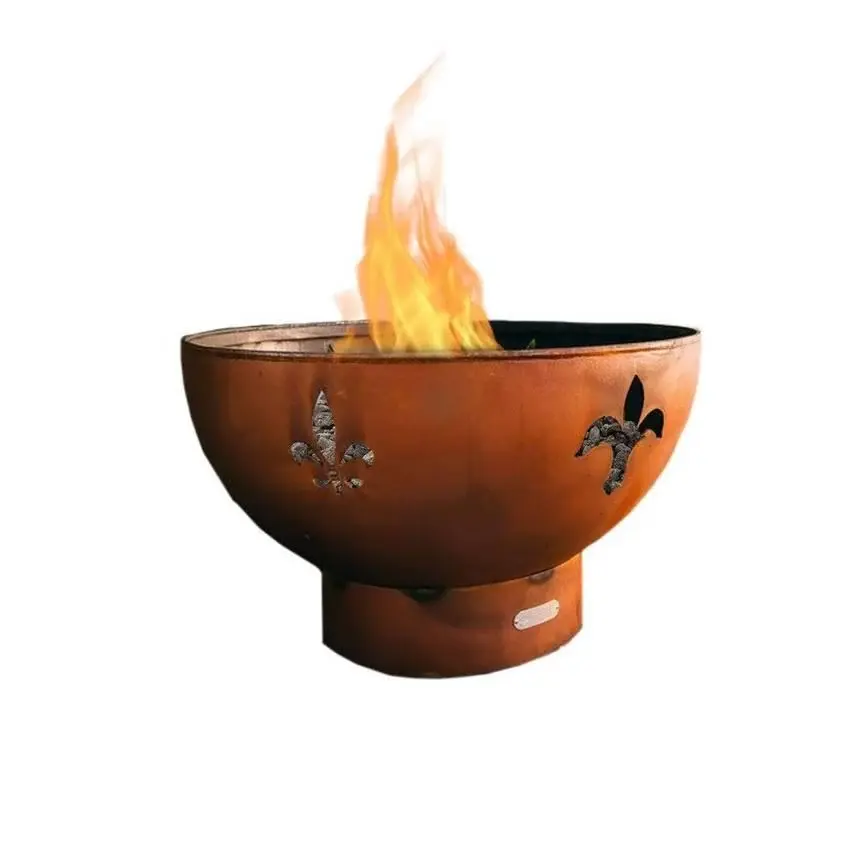 Fire Pit Art - Fleur de Lis 36" Carbon Stainless Fire Pit