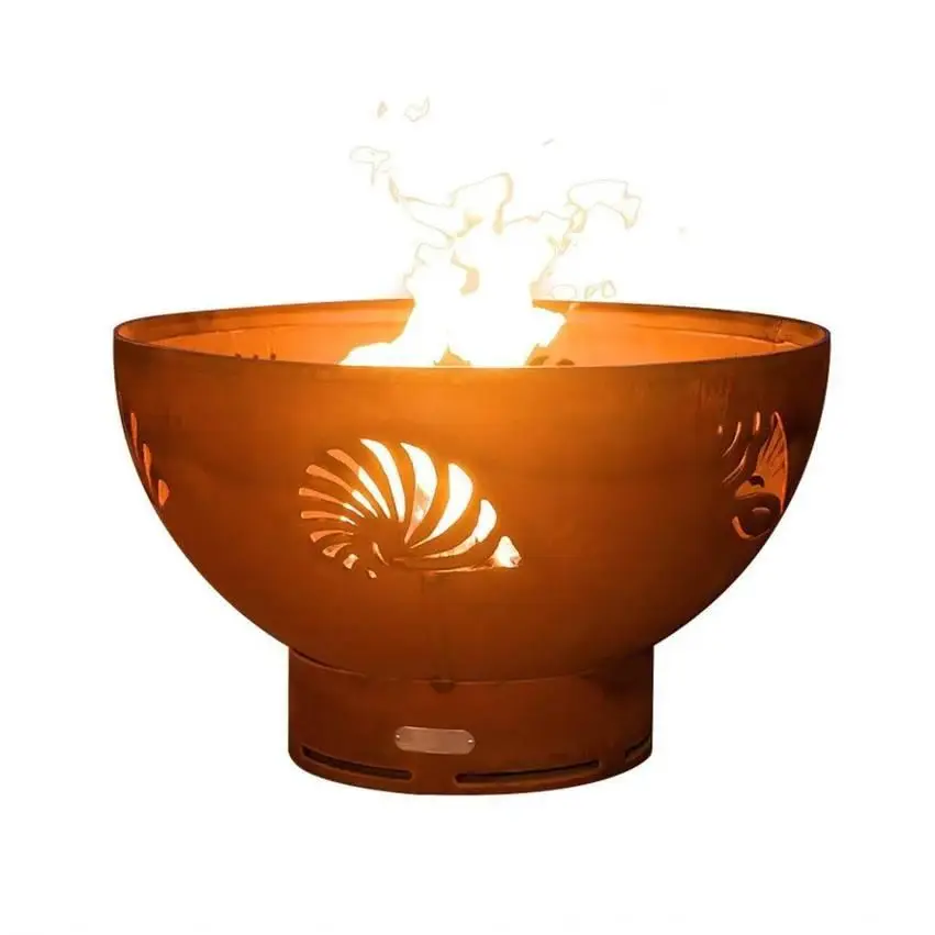 Fire Pit Art - Sea Creatures 36" Carbon-fiber Steel Fire Pit