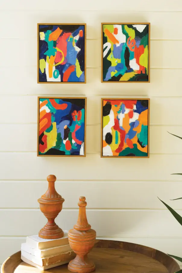 Framed Colorful Abstract Oil Painting